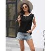imageDisamer Womens Cap Sleeve Tank Tops 2025 Sleeveless T Shirts Loose Fit Cute Graphic Tees Funny Short Sleeve BlousesPure Black