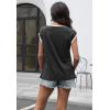 imageDisamer Womens Cap Sleeve Tank Tops 2025 Sleeveless T Shirts Loose Fit Cute Graphic Tees Funny Short Sleeve BlousesPure Black
