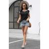 imageDisamer Womens Cap Sleeve Tank Tops 2025 Sleeveless T Shirts Loose Fit Cute Graphic Tees Funny Short Sleeve BlousesPure Black