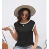 imageDisamer Womens Cap Sleeve Tank Tops 2025 Sleeveless T Shirts Loose Fit Cute Graphic Tees Funny Short Sleeve BlousesPure Black