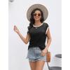 imageDisamer Womens Cap Sleeve Tank Tops 2025 Sleeveless T Shirts Loose Fit Cute Graphic Tees Funny Short Sleeve BlousesPure Black