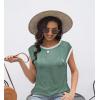 imageDisamer Womens Cap Sleeve Tank Tops 2025 Sleeveless T Shirts Loose Fit Cute Graphic Tees Funny Short Sleeve BlousesPure Green