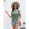 imageDisamer Womens Cap Sleeve Tank Tops 2025 Sleeveless T Shirts Loose Fit Cute Graphic Tees Funny Short Sleeve BlousesPure Green