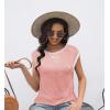 imageDisamer Womens Cap Sleeve Tank Tops 2025 Sleeveless T Shirts Loose Fit Cute Graphic Tees Funny Short Sleeve BlousesPure Pink