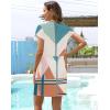 imageWomens Summer Casual Dresses Short Sleeve Striped Dress Boho Beach Vacation Tie Drawstring Waist Sun Dresses with PocketsStriped Block