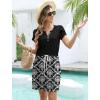 imageWomens Summer Casual Dresses Short Sleeve Striped Dress Boho Beach Vacation Tie Drawstring Waist Sun Dresses with PocketsStriped Flower