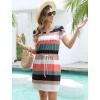 imageWomens Summer Casual Dresses Short Sleeve Striped Dress Boho Beach Vacation Tie Drawstring Waist Sun Dresses with PocketsStriped Pink