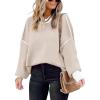 imageDisamer Fall Sweaters for Women 2023 Long Sleeve Side Slit Color Block Crew Neck Knit Tops Loose Fit Oversized Pullover Tops