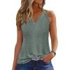 imageDisamer Tank Tops for Women 2025 Summer Casual Button Down Shirts Loose Fit V Neck Sleeveless Tshirt BlouseLace Green