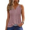imageDisamer Tank Tops for Women 2025 Summer Casual Button Down Shirts Loose Fit V Neck Sleeveless Tshirt BlouseLace Pink