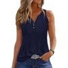 imageDisamer Tank Tops for Women 2025 Summer Casual Button Down Shirts Loose Fit V Neck Sleeveless Tshirt BlouseLiu Navy