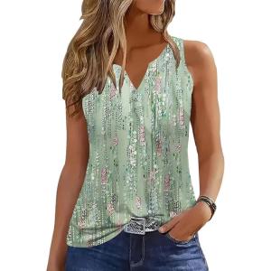 imageDisamer Tank Tops for Women 2025 Summer Casual Button Down Shirts Loose Fit V Neck Sleeveless Tshirt BlouseFlower Droplet