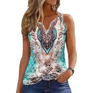 imageDisamer Tank Tops for Women 2025 Summer Casual Button Down Shirts Loose Fit V Neck Sleeveless Tshirt BlouseSerpentine Green