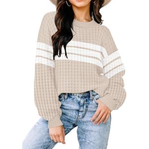 imageFall Sweaters for Women 2024 Trendy Fall Clothes Winter Fashion Clearance Crew Neck Knit Tops Long Sleeve Pullover Tops
