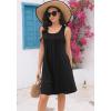 imageDisamer Sun Dresses for Women 2025 Vacation Pleated Summer Dress Trendy Spring Beach Coverups Sleeveless Tank Tshirt SundressPure Black