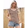 imageDisamer Womens Summer Tank Top 2025 Casual Loose Fit Basic Tees Cap Sleeve Shirts Short Sleeve Loose BlousesApricot