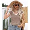 imageDisamer Womens Summer Tank Top 2025 Casual Loose Fit Basic Tees Cap Sleeve Shirts Short Sleeve Loose BlousesApricot