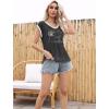 imageDisamer Womens Summer Tank Top 2025 Casual Loose Fit Basic Tees Cap Sleeve Shirts Short Sleeve Loose BlousesPrint Dandelion
