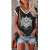 imageDisamer Womens Summer Tank Top 2025 Casual Loose Fit Basic Tees Cap Sleeve Shirts Short Sleeve Loose BlousesPrint Lotus