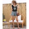 imageDisamer Womens Summer Tank Top 2025 Casual Loose Fit Basic Tees Cap Sleeve Shirts Short Sleeve Loose BlousesPrint Lotus