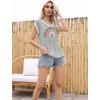imageDisamer Womens Summer Tank Top 2025 Casual Loose Fit Basic Tees Cap Sleeve Shirts Short Sleeve Loose BlousesPrint Rainbow
