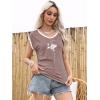 imageDisamer Womens Summer Tank Top 2025 Casual Loose Fit Basic Tees Cap Sleeve Shirts Short Sleeve Loose BlousesPrint Rosy Brown