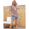 imageDisamer Womens Summer Tank Top 2025 Casual Loose Fit Basic Tees Cap Sleeve Shirts Short Sleeve Loose BlousesPrint Rosy Brown
