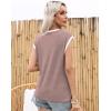imageDisamer Womens Summer Tank Top 2025 Casual Loose Fit Basic Tees Cap Sleeve Shirts Short Sleeve Loose BlousesPrint Rosy Brown