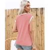 imageDisamer Womens Summer Tank Top 2025 Casual Loose Fit Basic Tees Cap Sleeve Shirts Short Sleeve Loose BlousesPrint Rosy Pink