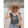 imageDisamer Womens Summer Tank Top 2025 Casual Loose Fit Basic Tees Cap Sleeve Shirts Short Sleeve Loose BlousesPrint Tree