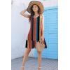 imageDisamer Womens Sundresses 2025 Vacation Beach Dresses Swimsuit Cover Ups Sleeveless Button Down Spring Sun Summer DressStriped Brown