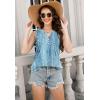 imageTank Tops for Women 2025 Summer Top Pleated Shirts Dressy Casual Loose Fit VNeck Button Down Sleeveless Tshirt BlouseDewdrop Blue