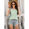 imageTank Tops for Women 2025 Summer Top Pleated Shirts Dressy Casual Loose Fit VNeck Button Down Sleeveless Tshirt BlouseDewdrop Green