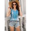 imageTank Tops for Women 2025 Summer Top Pleated Shirts Dressy Casual Loose Fit VNeck Button Down Sleeveless Tshirt BlouseFloral Blue