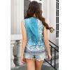imageTank Tops for Women 2025 Summer Top Pleated Shirts Dressy Casual Loose Fit VNeck Button Down Sleeveless Tshirt BlouseFloral Blue