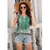 imageTank Tops for Women 2025 Summer Top Pleated Shirts Dressy Casual Loose Fit VNeck Button Down Sleeveless Tshirt BlouseFloral Green