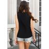 imageTank Tops for Women 2025 Summer Top Pleated Shirts Dressy Casual Loose Fit VNeck Button Down Sleeveless Tshirt BlousePure Black
