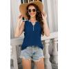 imageTank Tops for Women 2025 Summer Top Pleated Shirts Dressy Casual Loose Fit VNeck Button Down Sleeveless Tshirt BlousePure Blue