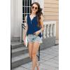 imageTank Tops for Women 2025 Summer Top Pleated Shirts Dressy Casual Loose Fit VNeck Button Down Sleeveless Tshirt BlousePure Blue