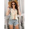 imageTank Tops for Women 2025 Summer Top Pleated Shirts Dressy Casual Loose Fit VNeck Button Down Sleeveless Tshirt BlouseStriped Color