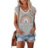 imageDisamer Womens Summer Tank Top 2025 Casual Loose Fit Basic Tees Cap Sleeve Shirts Short Sleeve Loose BlousesPrint Rainbow