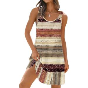 imageDisamer Womens Sundresses 2025 Vacation Beach Dresses Swimsuit Cover Ups Sleeveless Button Down Spring Sun Summer DressDye Vintage