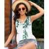 imageDisamer Summer Tank Tops for Women 2025 Trendy Spring Fashion Cute Printed Loose Fit Workout V Neck Sleeveless ShirtsFlower Leaf