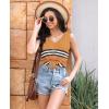 imageDisamer Summer Tank Tops for Women 2025 Trendy Spring Fashion Cute Printed Loose Fit Workout V Neck Sleeveless ShirtsStriped Brown