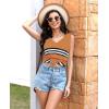 imageDisamer Summer Tank Tops for Women 2025 Trendy Spring Fashion Cute Printed Loose Fit Workout V Neck Sleeveless ShirtsStriped Brown