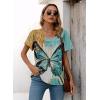 imageDisamer Summer Tops for Women 2025 Trendy Boho Floral Tank House Short Sleeve Shirts Loose Fit Casual Dressy Basic TeeFlower Butterfly