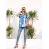 imageDisamer Summer Tops for Women 2025 Trendy Boho Floral Tank House Short Sleeve Shirts Loose Fit Casual Dressy Basic TeeFlower Dye Blue