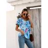 imageDisamer Summer Tops for Women 2025 Trendy Boho Floral Tank House Short Sleeve Shirts Loose Fit Casual Dressy Basic TeeFlower Dye Blue