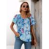 imageDisamer Summer Tops for Women 2025 Trendy Boho Floral Tank House Short Sleeve Shirts Loose Fit Casual Dressy Basic TeeFlower Dye Blue