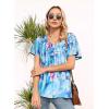 imageDisamer Summer Tops for Women 2025 Trendy Boho Floral Tank House Short Sleeve Shirts Loose Fit Casual Dressy Basic TeeFlower Dye Blue